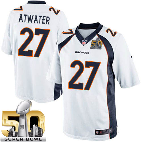 Youth Elite Steve Atwater Super Bowl L Nike Jersey White Road - #27 NFL Denver Broncos
